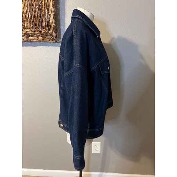 Carolina Herrera Jean Jacket Blue L Large Cotton Denim Classic Washable NEW - Picture 6 of 13
